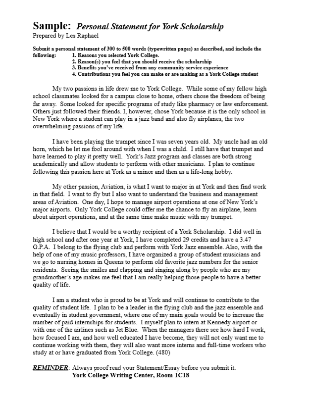Personal Statement Template for College Personal Statement Template for College