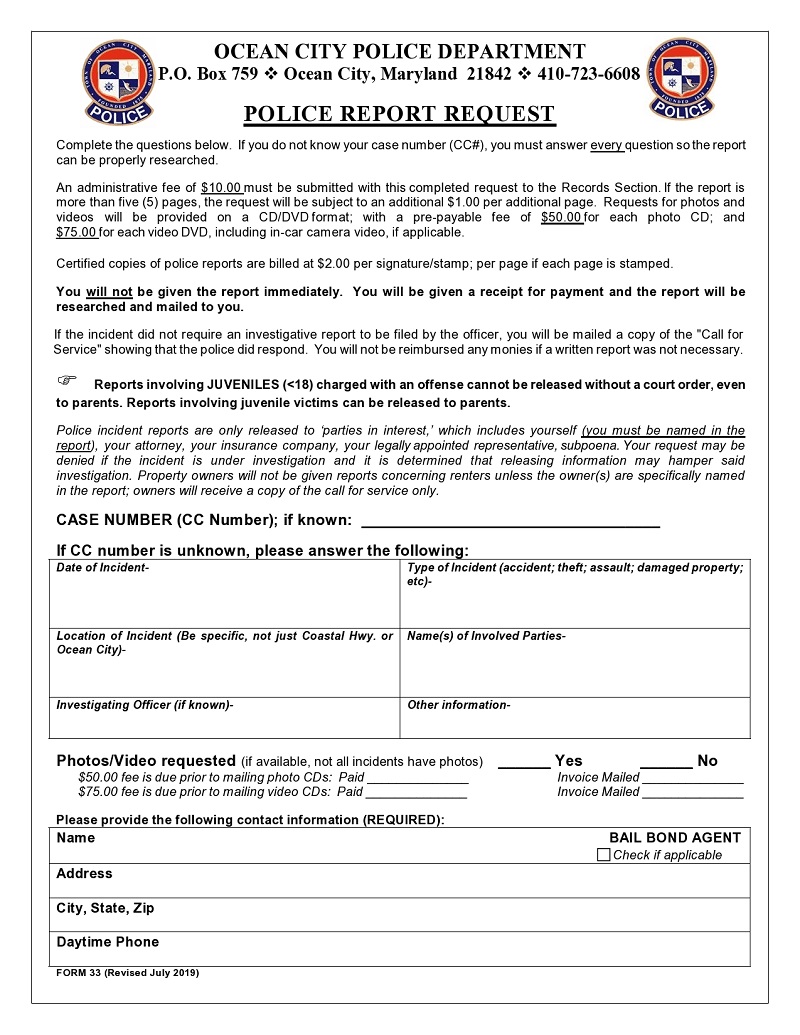 Police Report Request Template