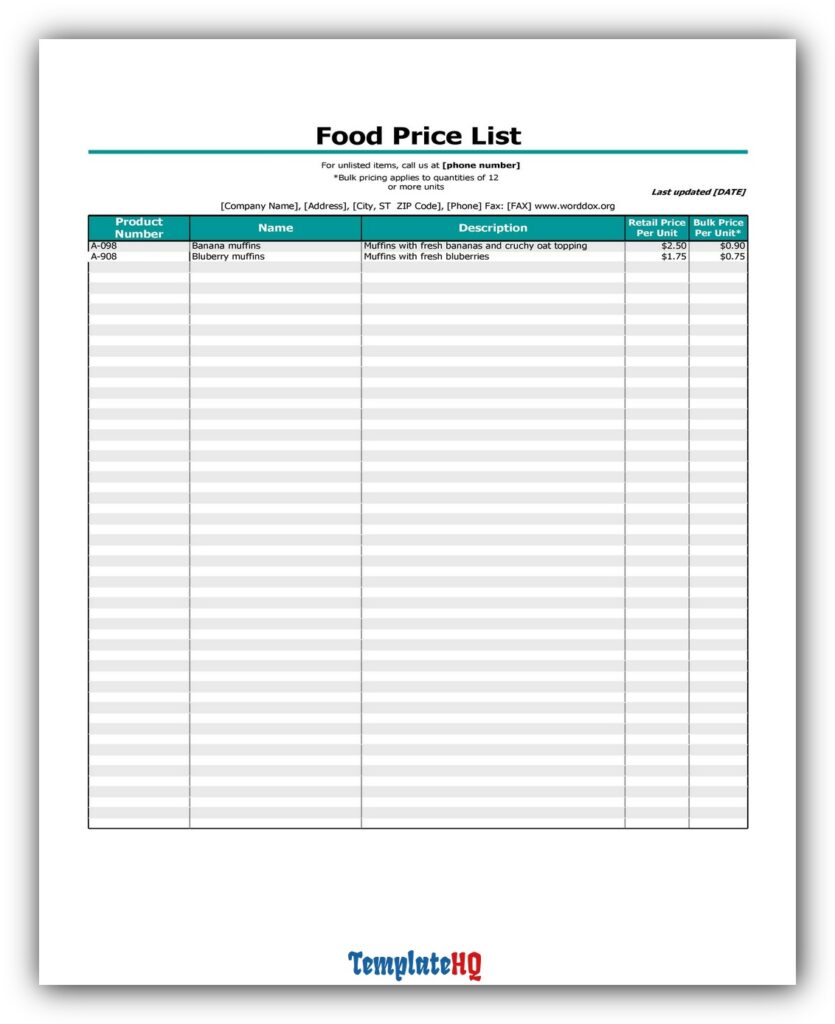 Price List Template 04