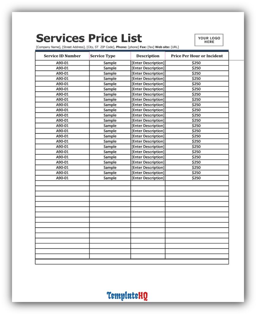 Price List Template 12