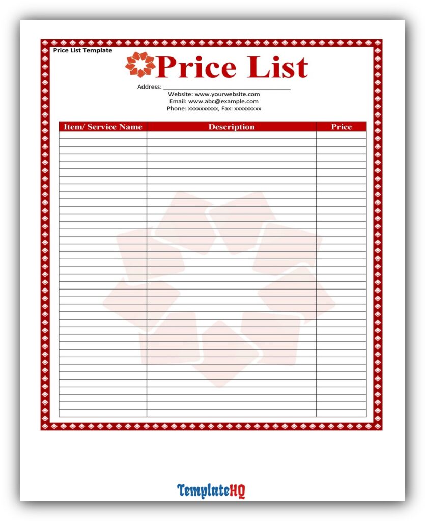 Price List Template 15