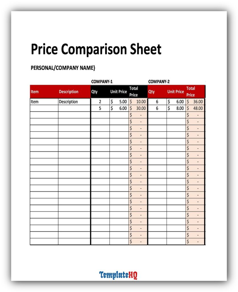 Price List Template 19