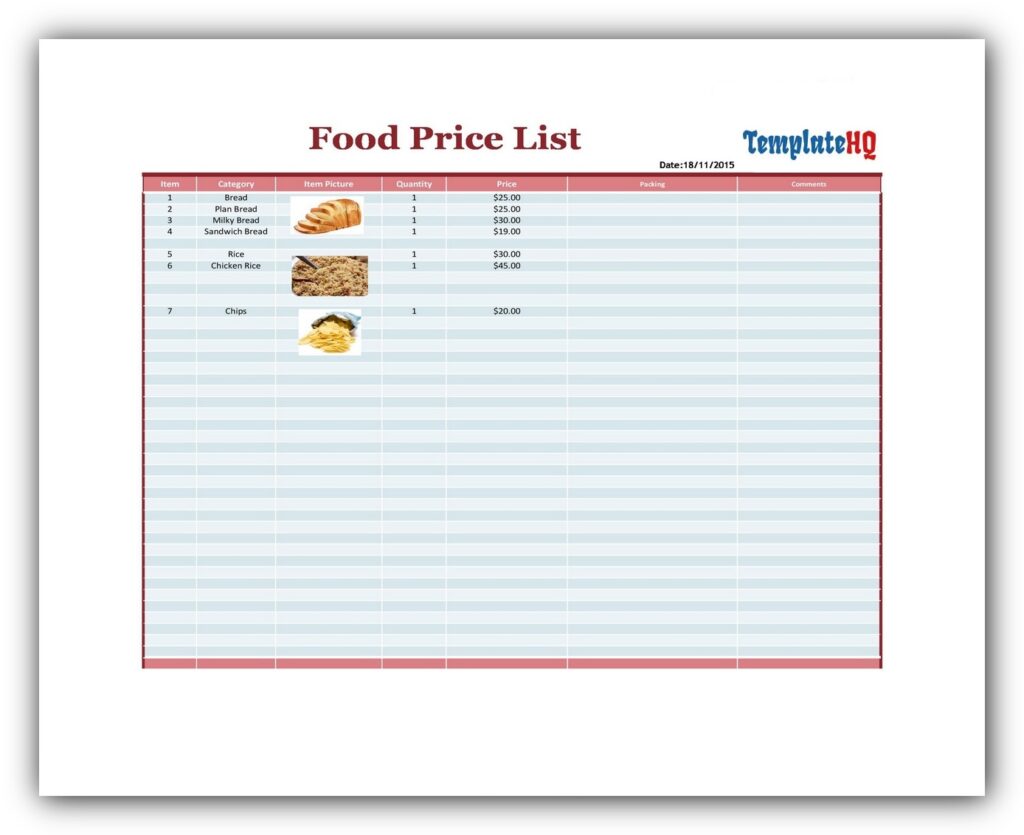 Price List Template 23