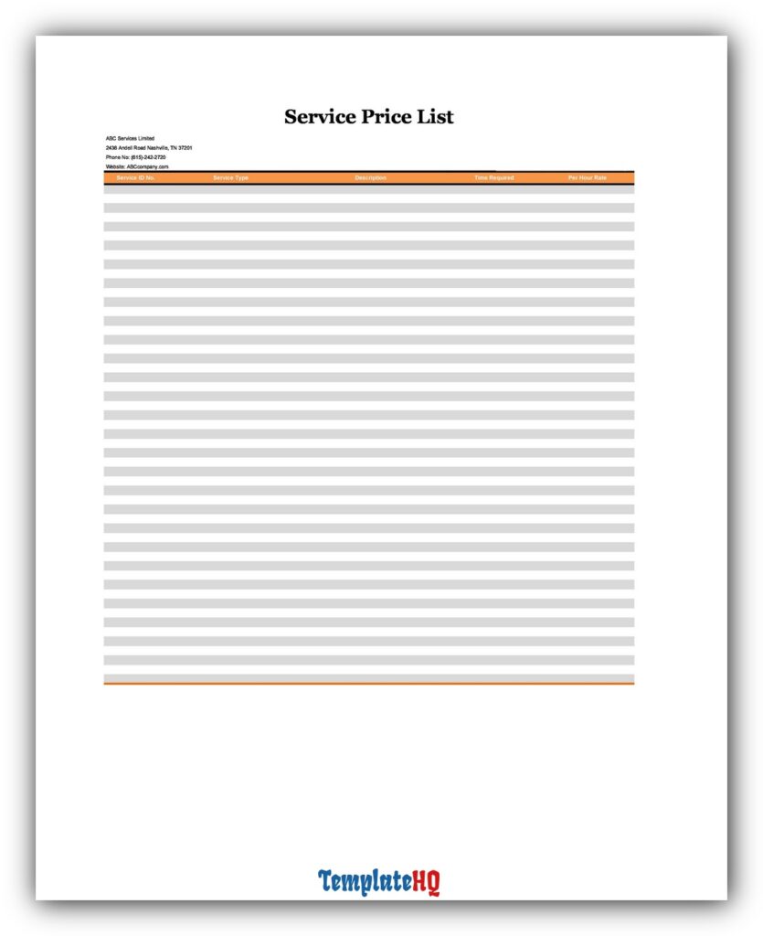 Price List Template 25