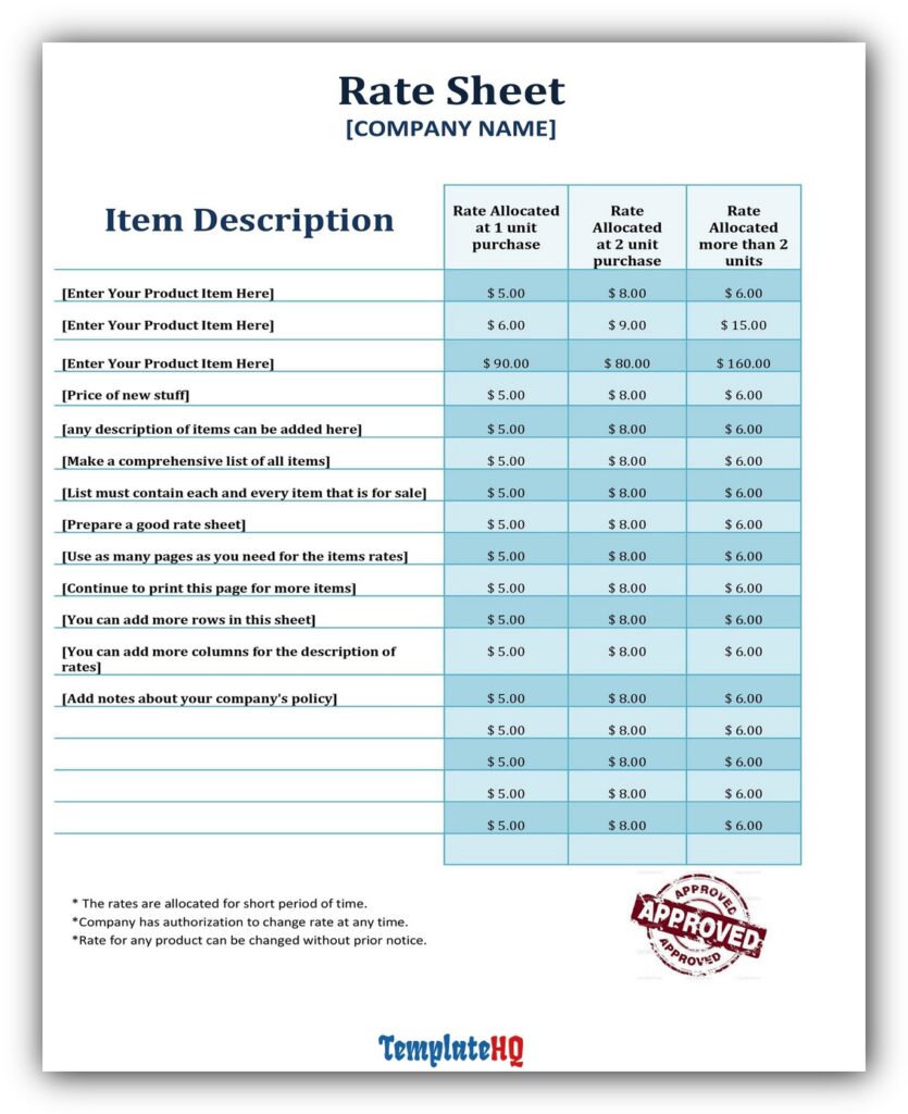 Price List Template 27