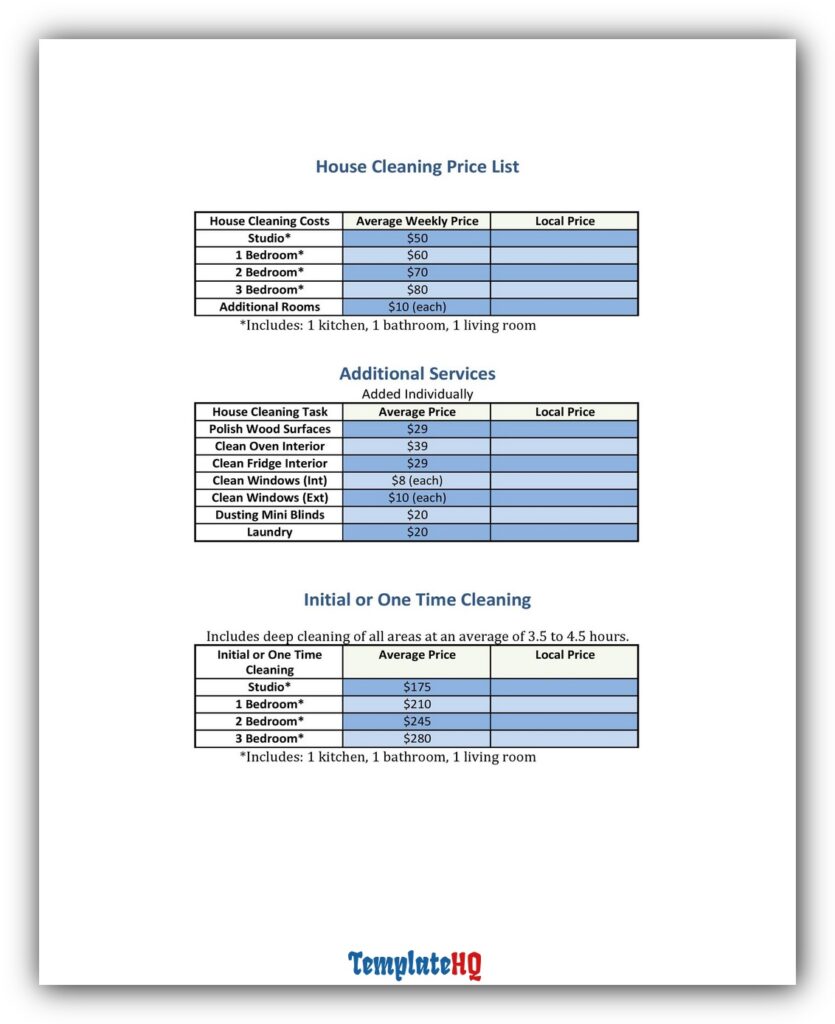 Price List Template 29