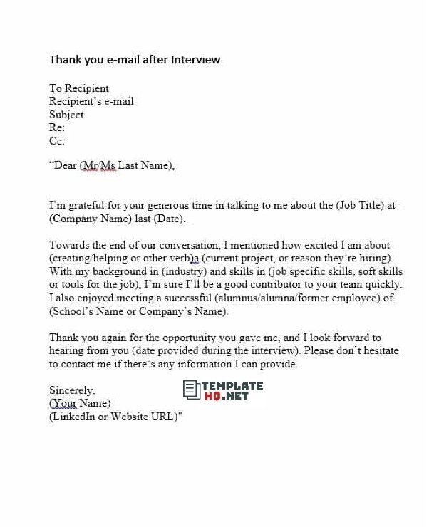 20 best thank you email after interview free sample thank you email after interview sample free