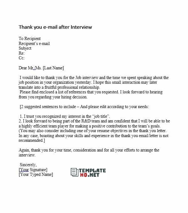 Thank You Email After Interview 07