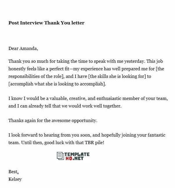 Examples Of Thank You Letter After Interview from www.templatehq.net