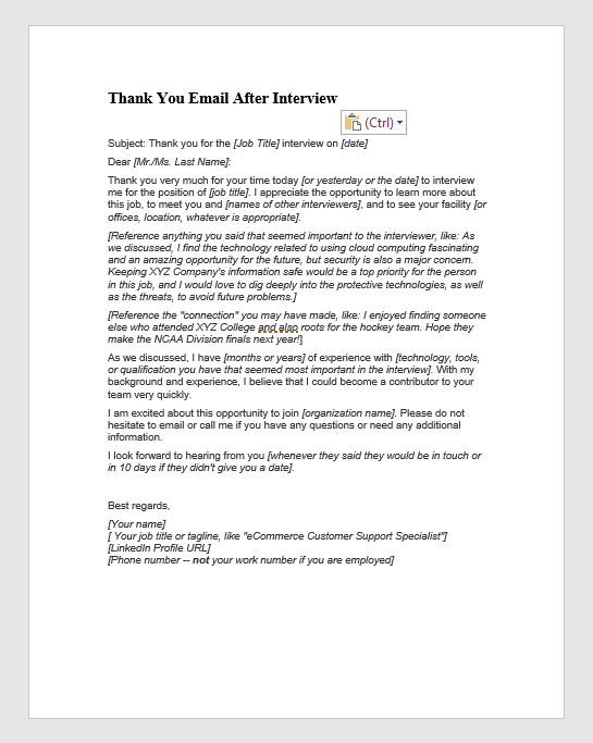 Thank You Email After Interview Thank You Email After Interview