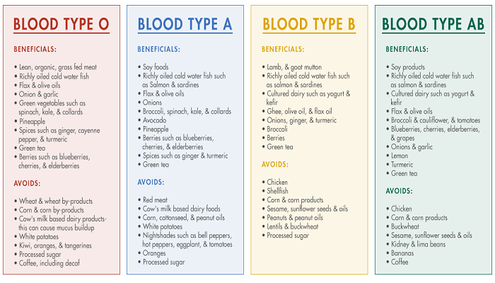 Blood Type Diet Chart To Make Your Diet Successful