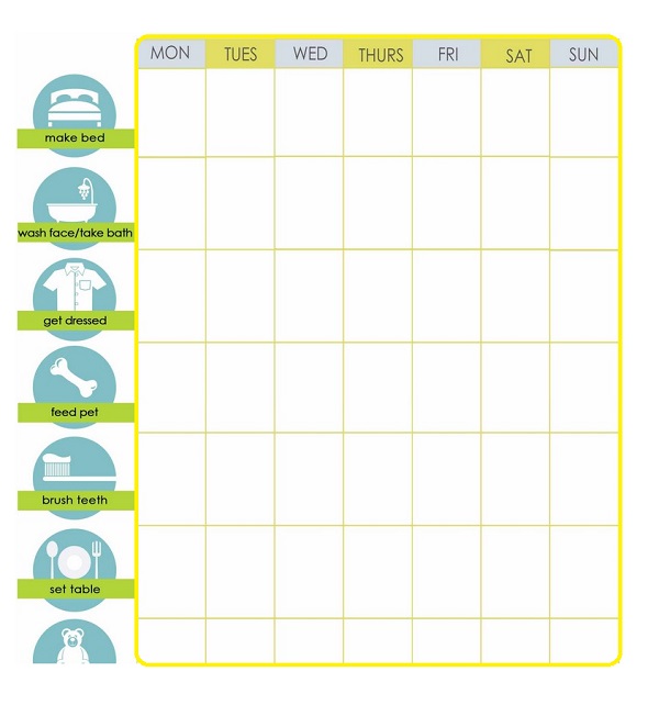 Blank chore charts printable