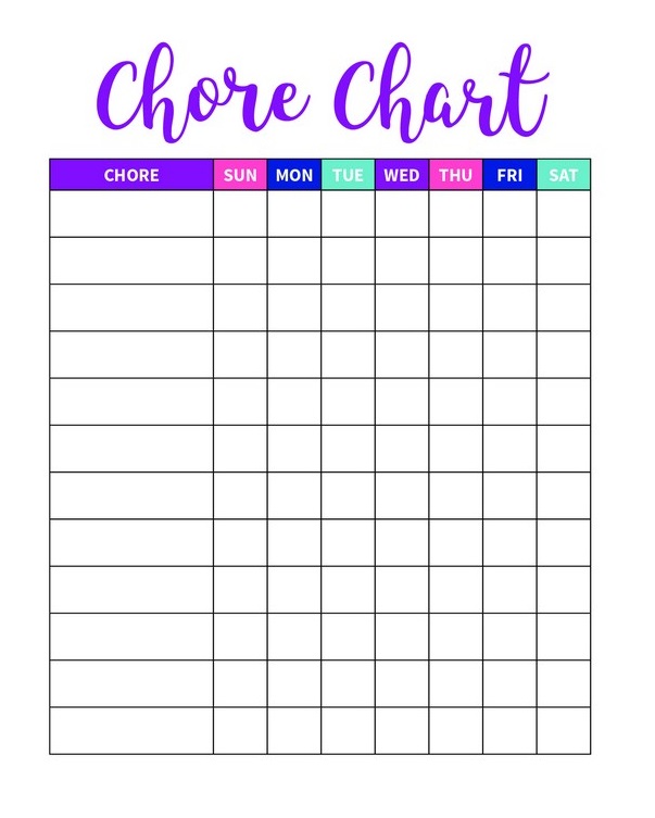 Weekly Chore Chart Template