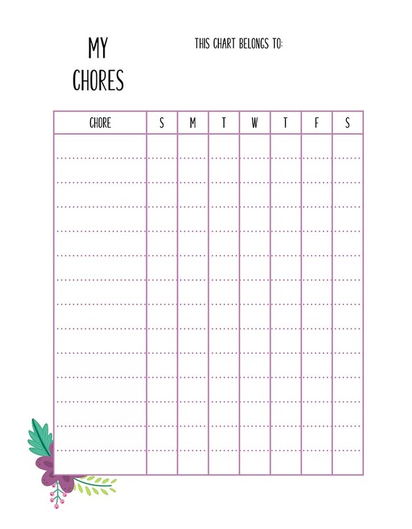 Weekly Chore Chart Printable