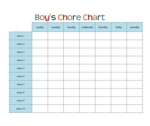 Chore Charts for Boys