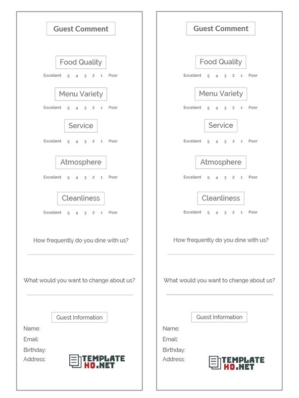 comment cards for hotels