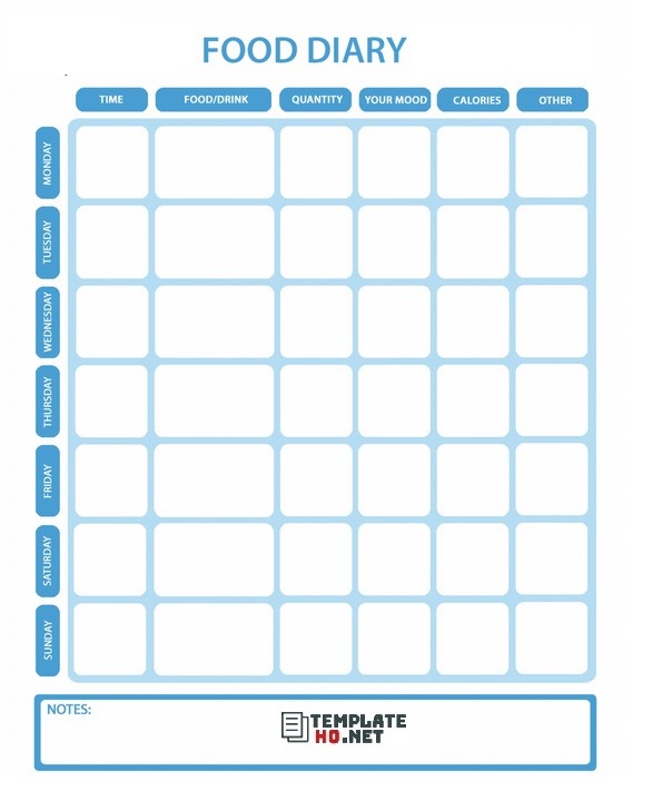 food diary templates 05 food diary templates 05