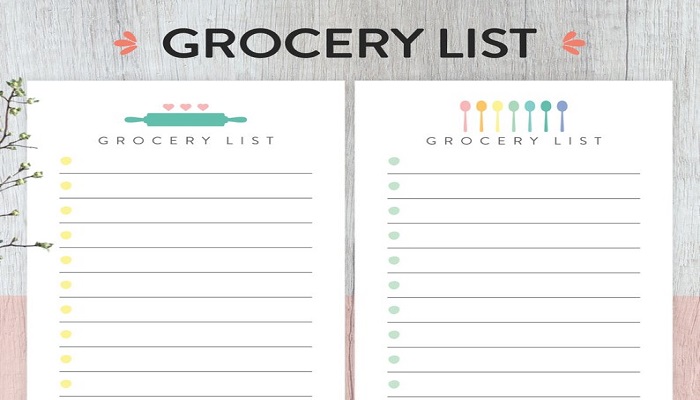 grocery shopping list
