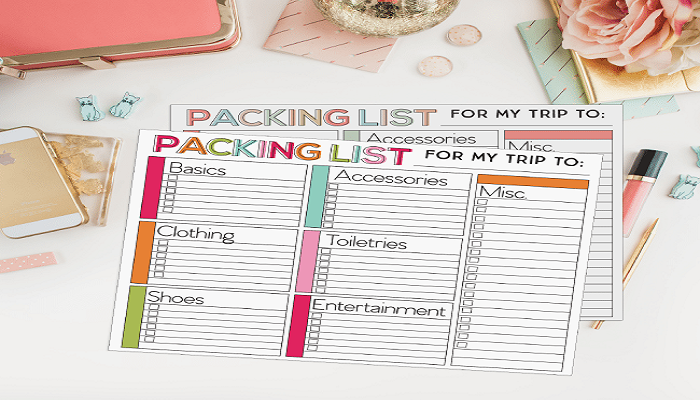 packing list template