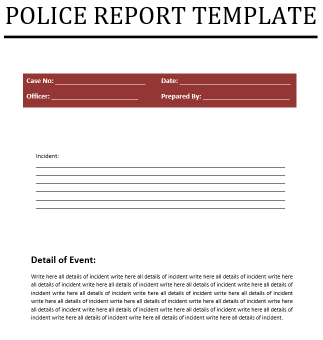 police report template police report template