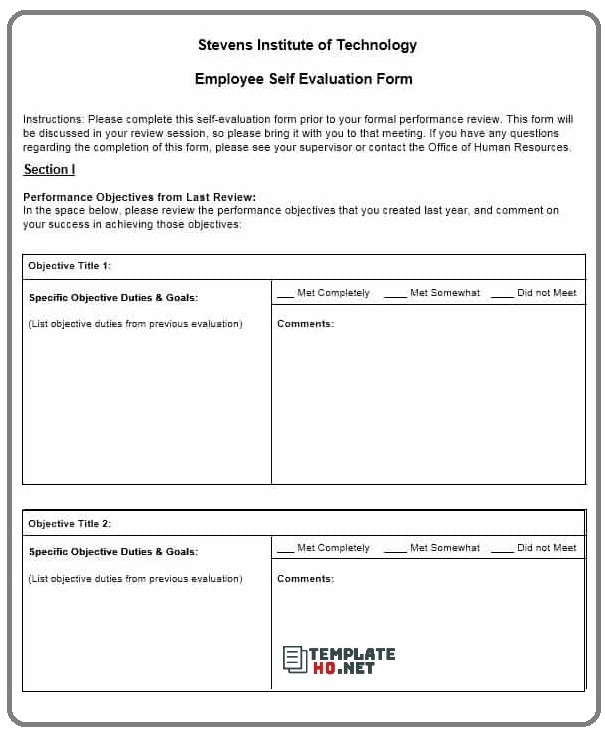 self evaluation for employees example