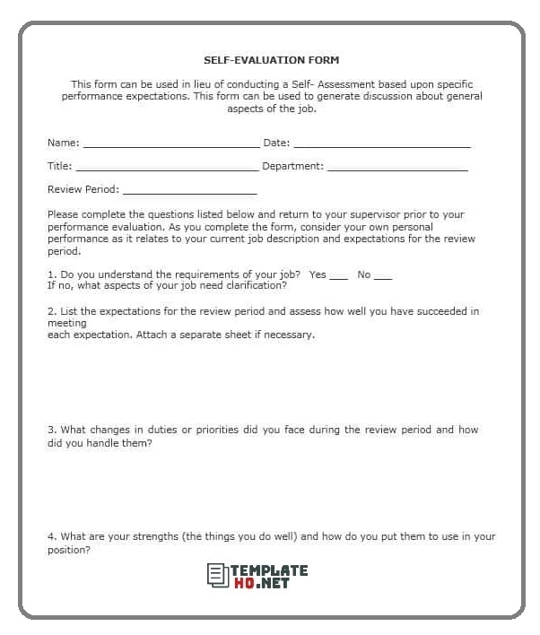 self evaluation templates