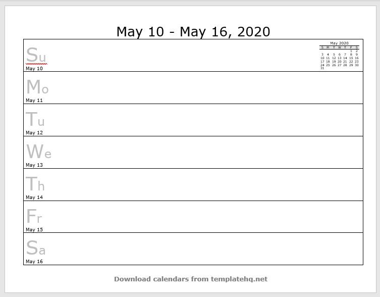 weekly calendar template 20