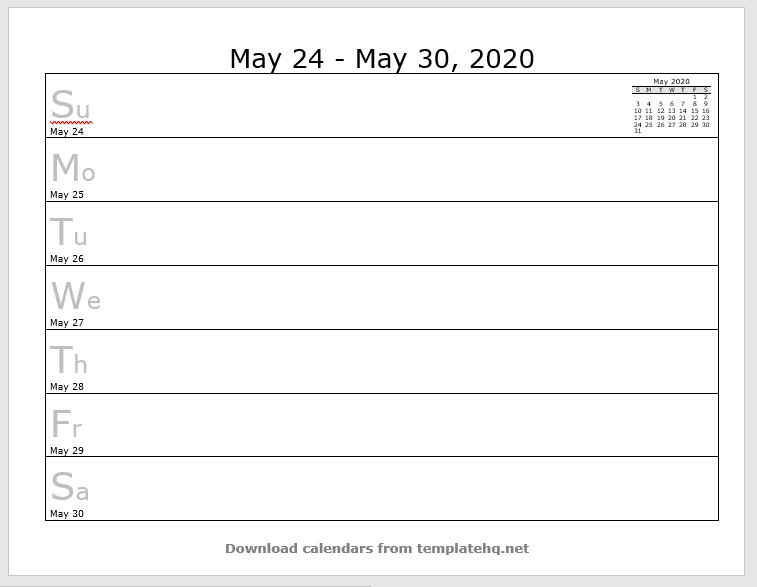 weekly calendar template 22