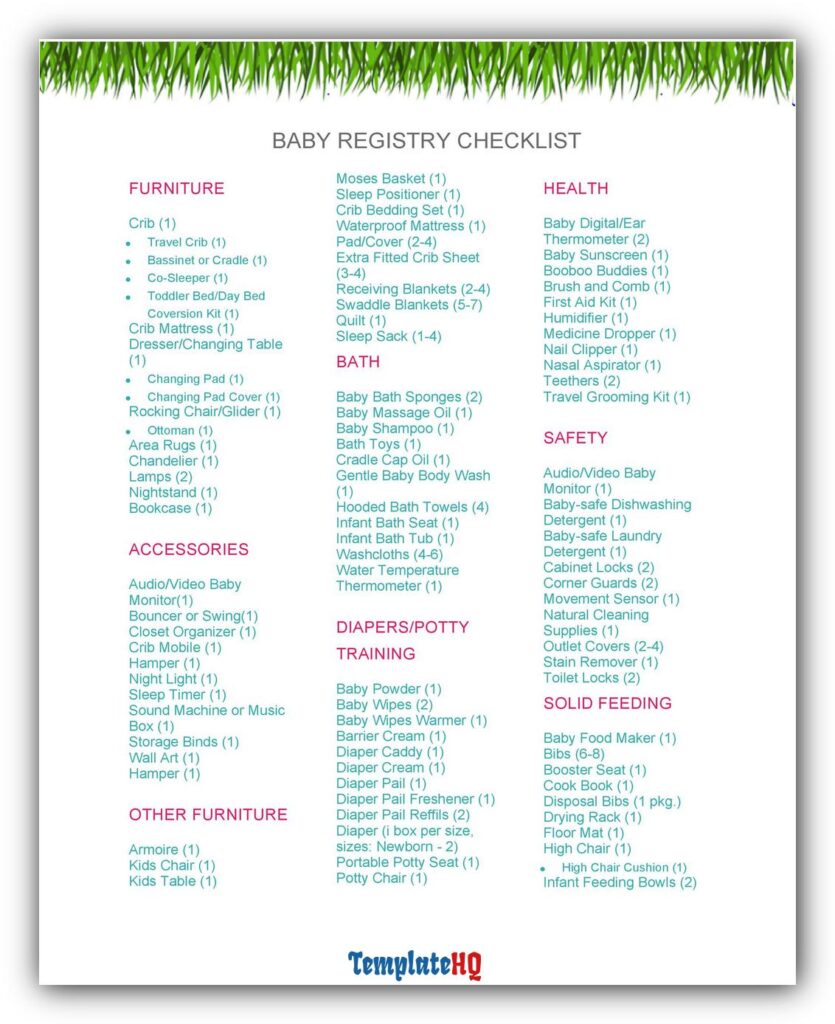 Baby Registry Checklist 25