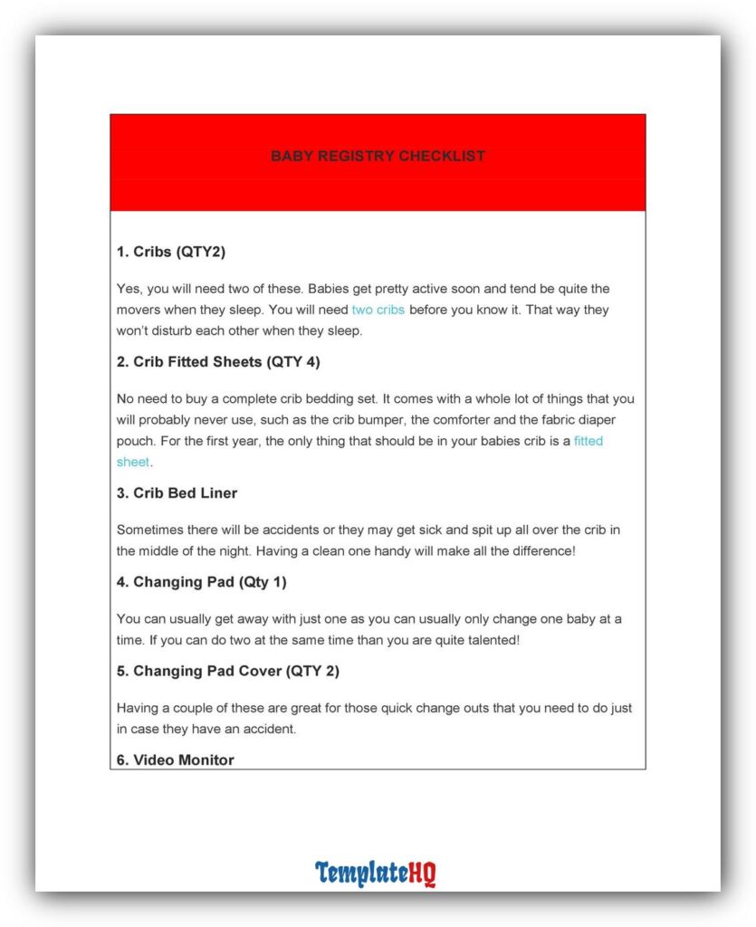 Baby Registry Checklist 26
