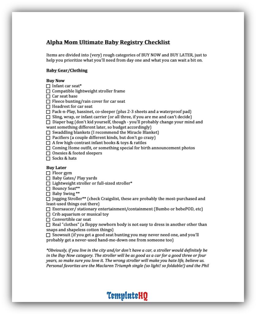 Baby Registry Checklist 36
