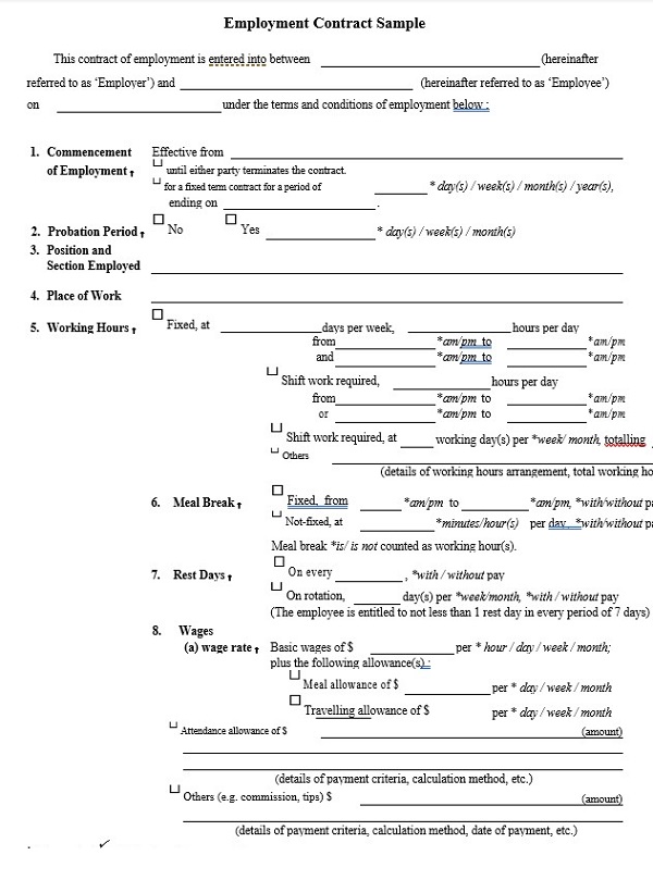 Employee Contract Sample