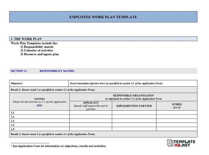 Employee Work Plan Template