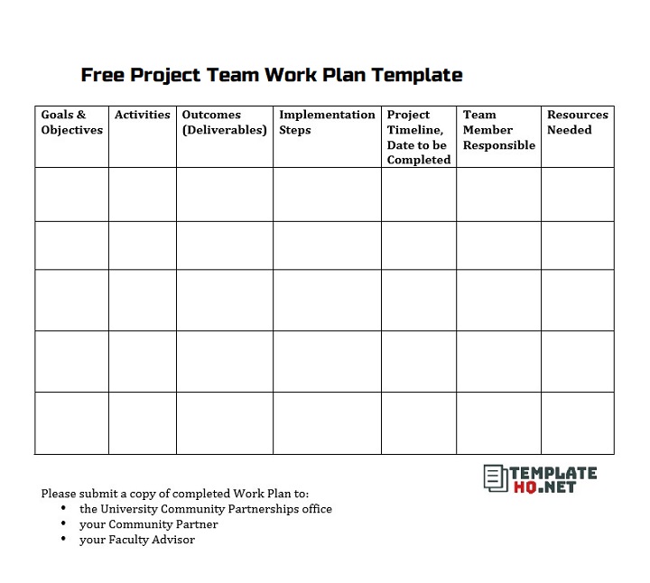 Free Project Team Work Plan Template