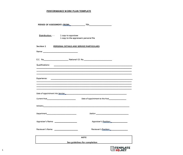 Performance Work Plan Template