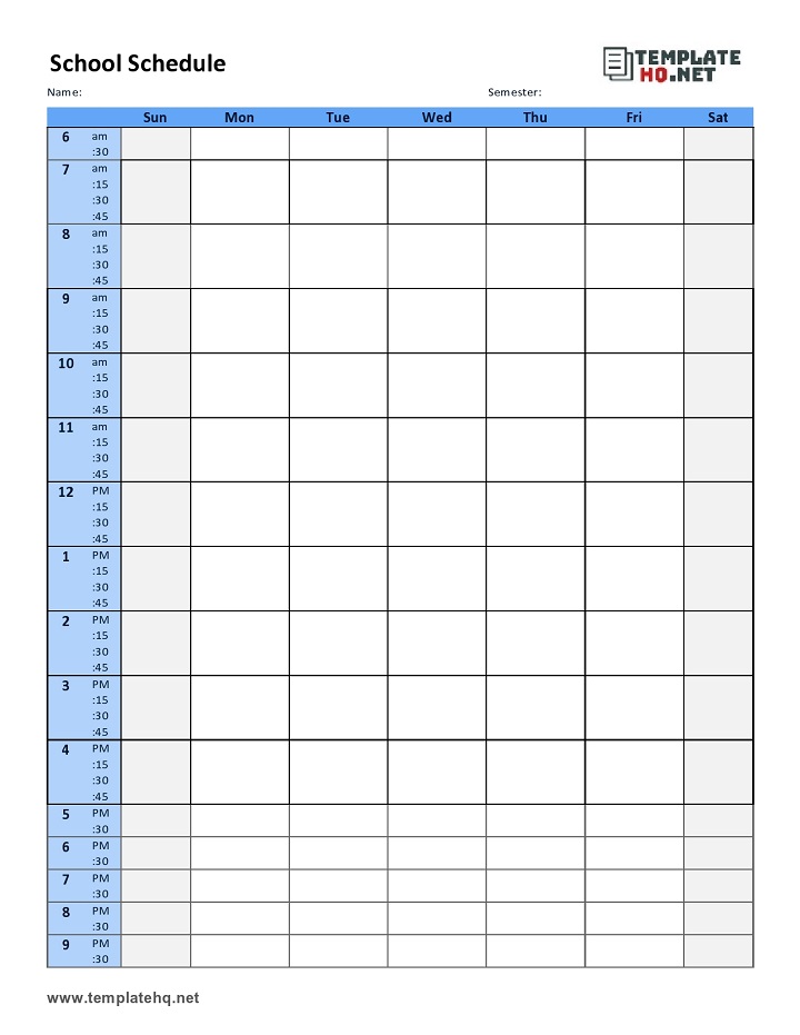 School Schedule Template