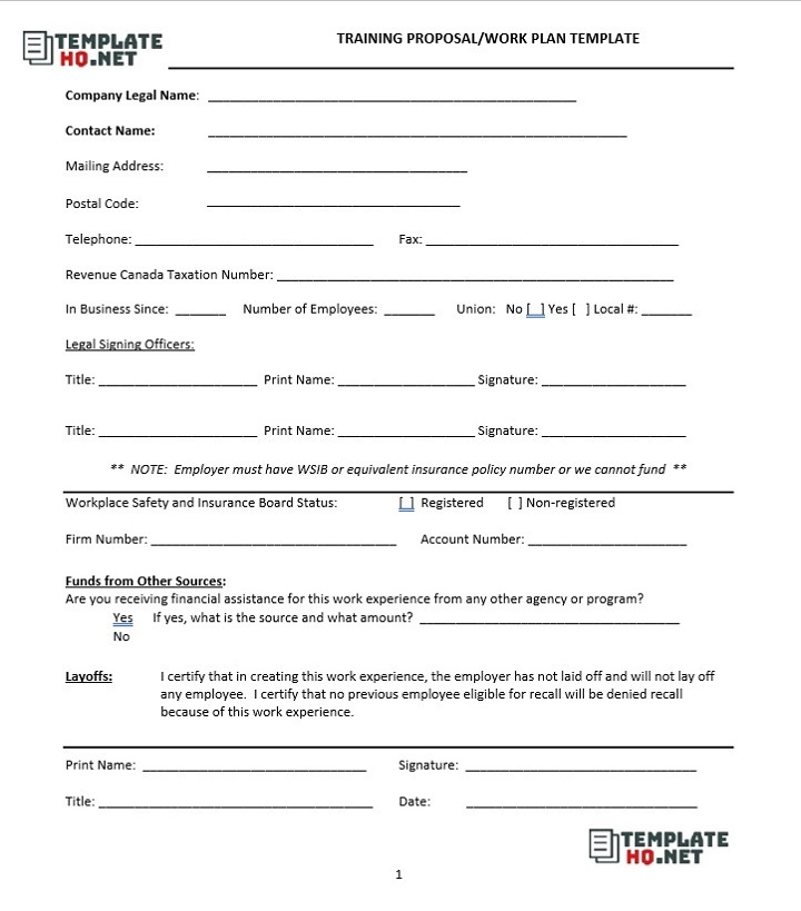 Training Program Work Plan Template