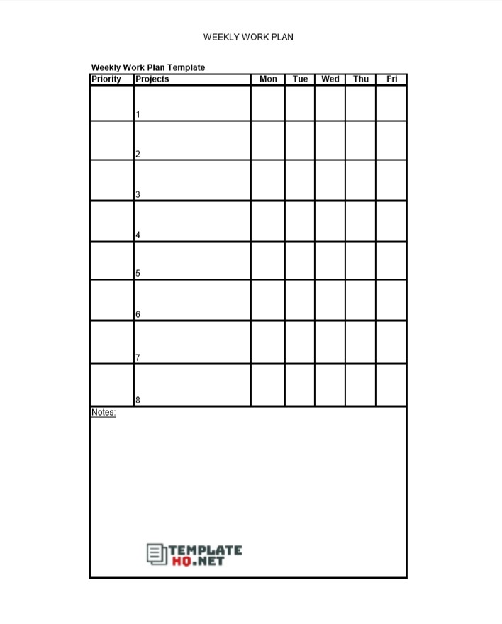 Weekly Work Plan Template