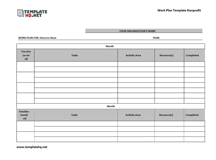 Work Plan Template Nonprofit