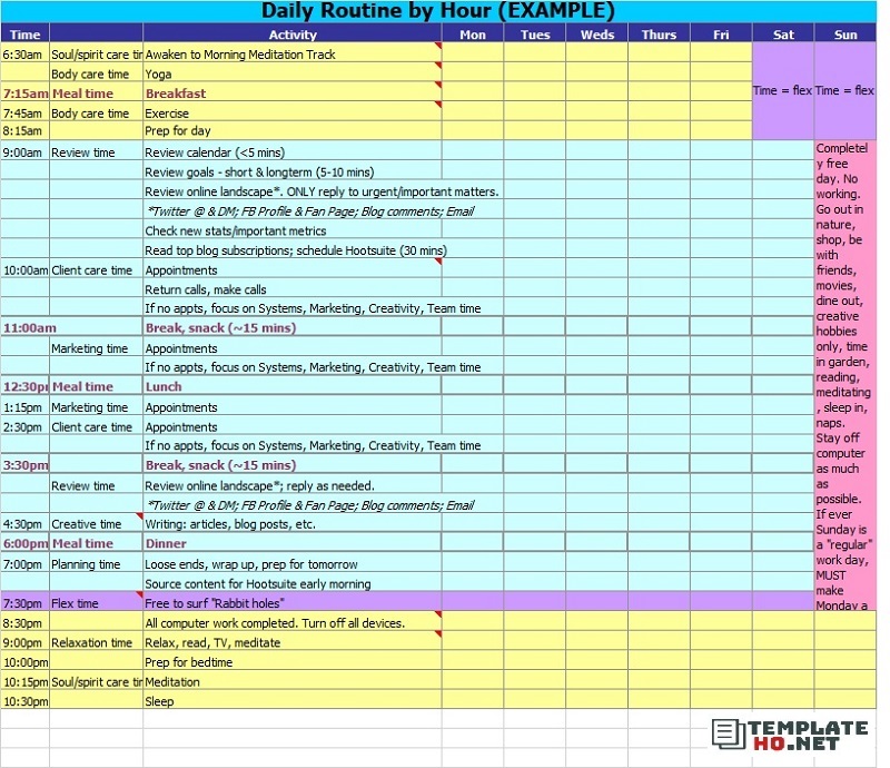 Daily Routine by Hour