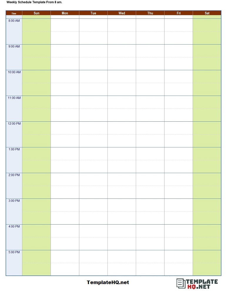 Free Hourly Schedule Template Excel