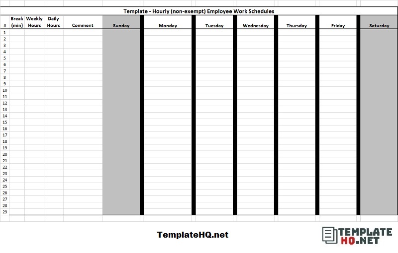 Hourly Schedule Template Excel