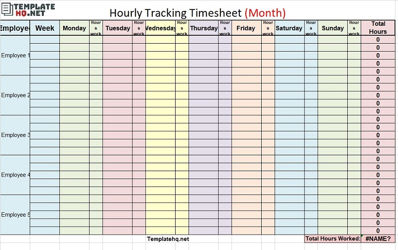 Hourly Tracking Timesheet