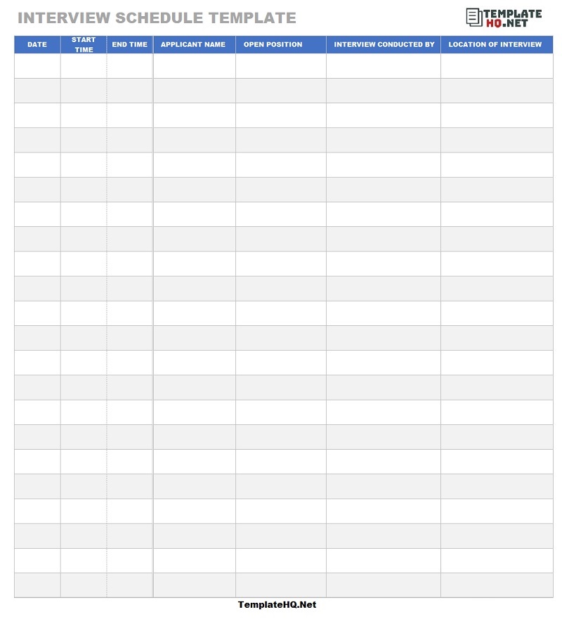 Interview Schedule Template