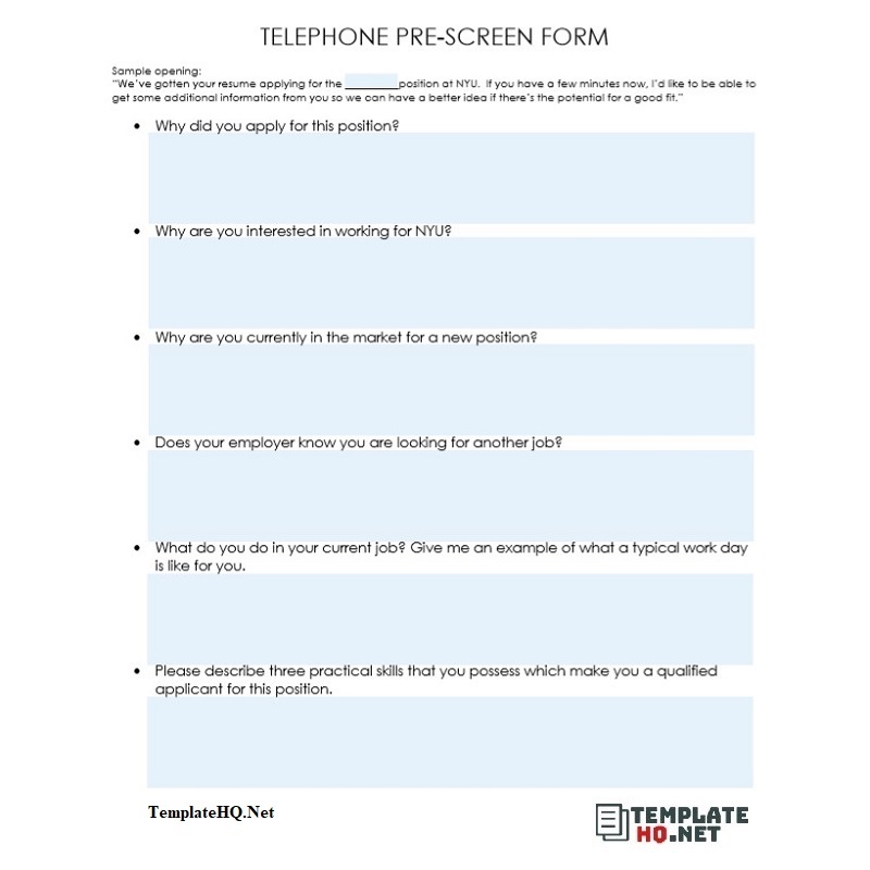 Telephone Interview Schedule Template