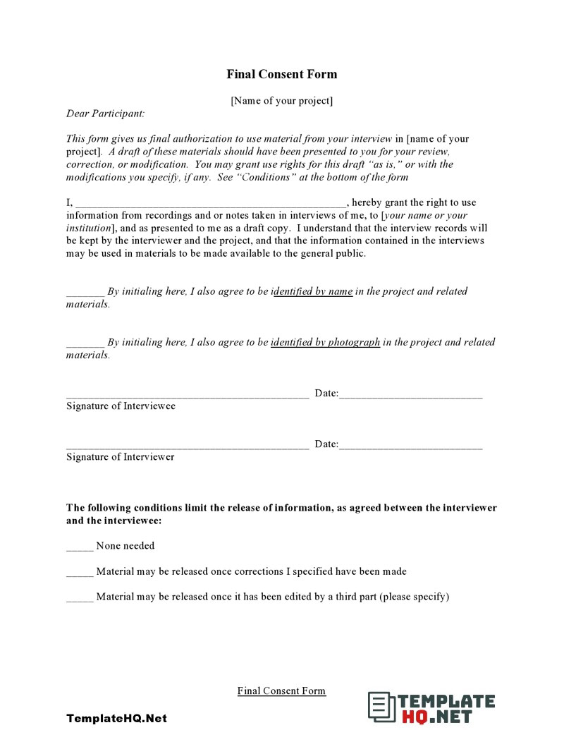 Agreement to Participate in Interview Form