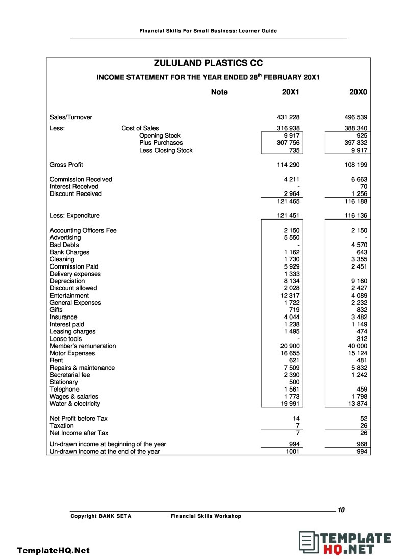 3 Free Simple Parts Sample In E Statement Template Hq