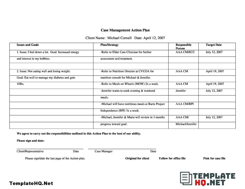 Case Management Action Plan Form