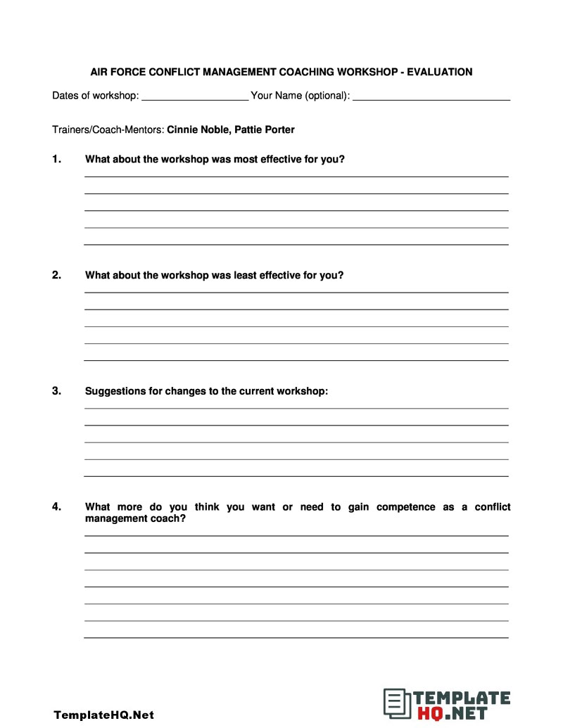 Coaching Workshop Evaluation Form