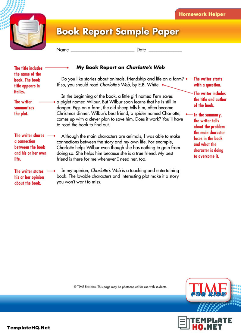 College Book Report Format College Book Report Format